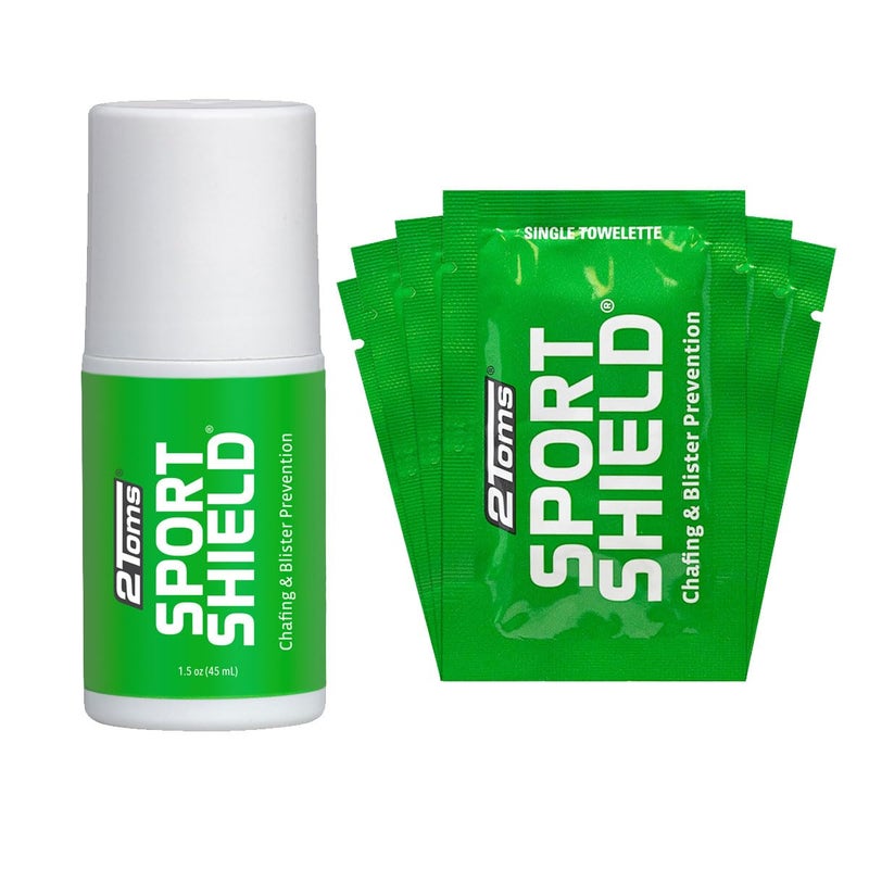 2Toms SportShield, Original Formula, All-Day Anti Chafe and Blister Prevention, Waterproof Protection from Chafing and Skin Irritation, Combo Pack, 1.5 Ounce Bottle & 6 Single Use Towelettes - Image 1